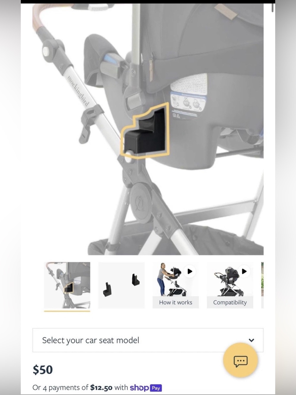 Mockingbird stroller infant car seat adapter for Nuna, cybex, maxi-cosi